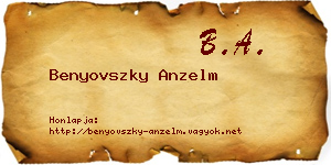 Benyovszky Anzelm névjegykártya